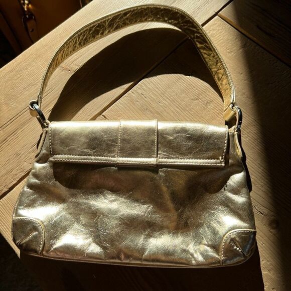 Jenny Vera Pelle Gold Metallic Leather Italian Bag - Picture 5 of 12